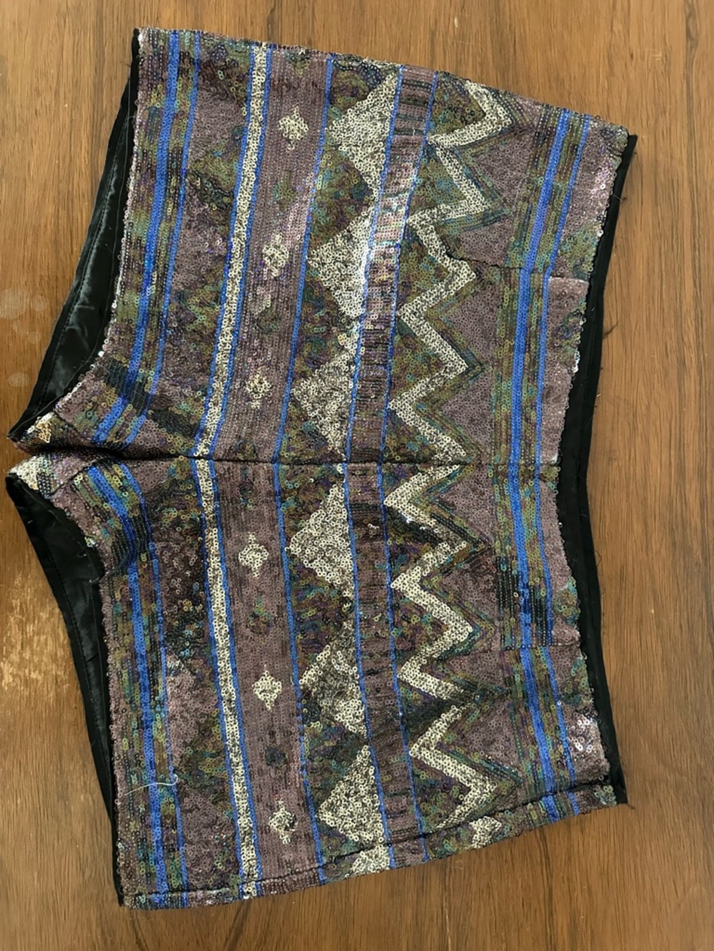 Sequin Embellished Shorts in Purple & Blue & Gold